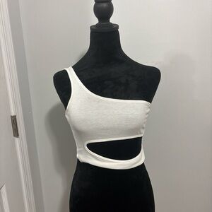 Elegant White Asymmetrical Women's Top